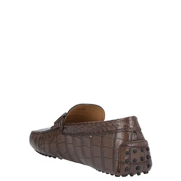 Tod\'s Men\'s Dark Brown Crocodile-Embossed Loafers size 5 UK main image 7